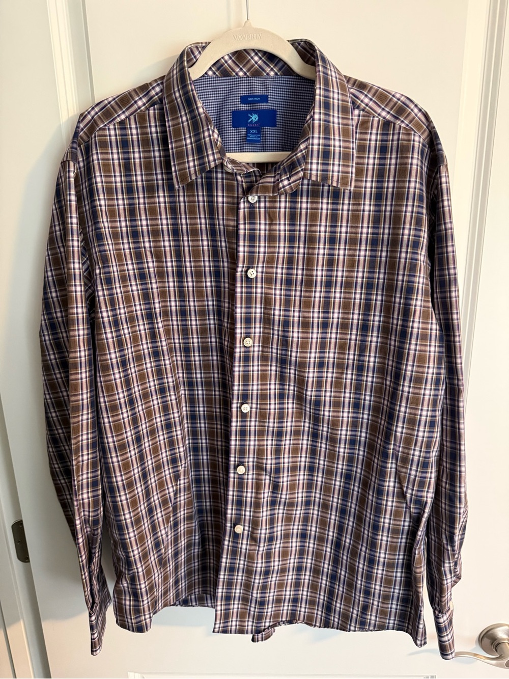 Egara Brown and Blue Plaid Button-Down Shirt